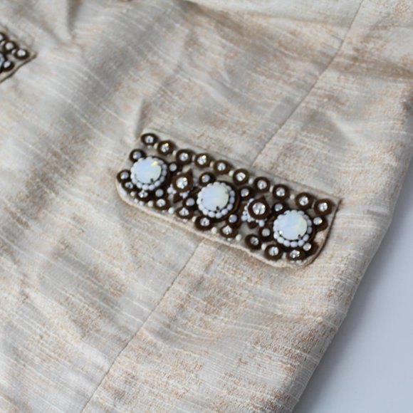 Tory Burch Jillian Ivory Embellished jeweled women's Tunic Top sz 6 - Picture 5 of 14